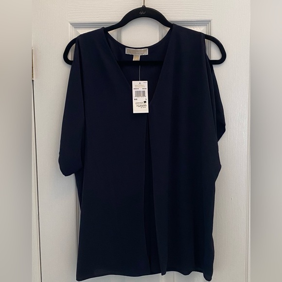 Michael Kors Tops - Michael Kors- NWT- Cold shoulder blouse - New Navy - L